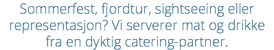 Sommerfest, fjordtur, sightseeing eller representasjon? Vi serverer mat og drikke fra en dyktig catering-partner.